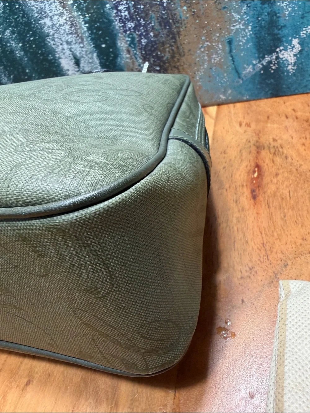 Nina Ricci 2010s Parisian Bottle Green Monogram Satchel Crossbody Bag